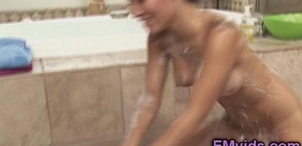  Asa Akira soapy handjob with anal masturbation